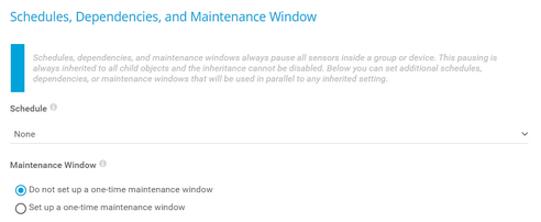Schedules, Dependencies, and Maintenance Windows